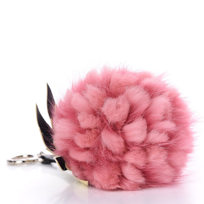 Fendi Fox Rabbit Fur Nappa Pineapple Bag Charm Rosa Scuro Banana Multicolor 2 of 9