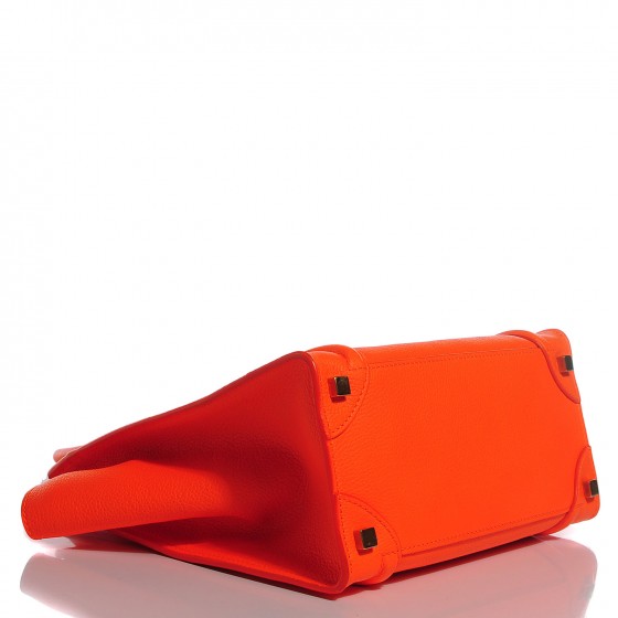 Drummed Calfskin Micro Luggage Bright Orange