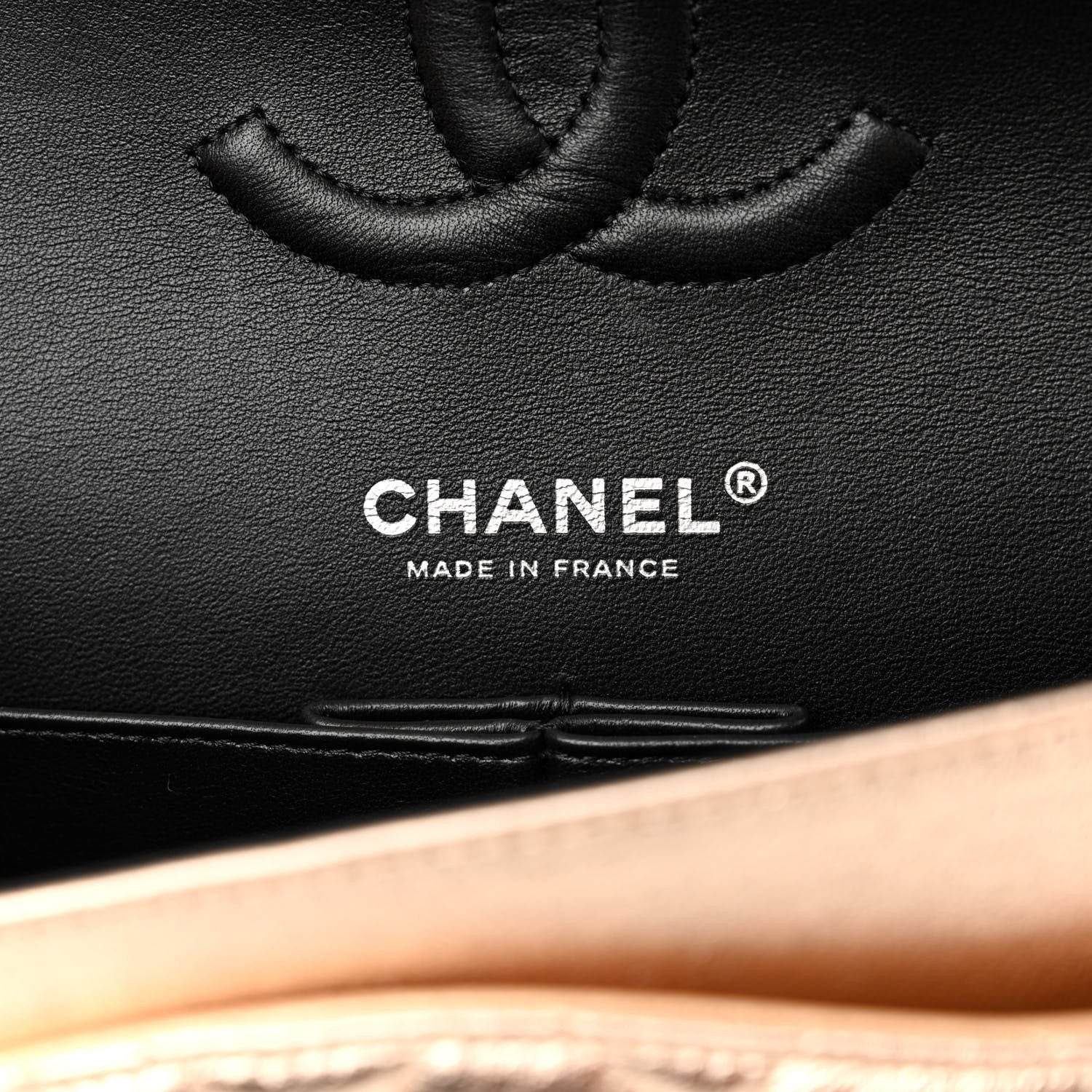 Chanel Metallic Lambskin Quilted Medium Double Flap Gold Black 6 of 9