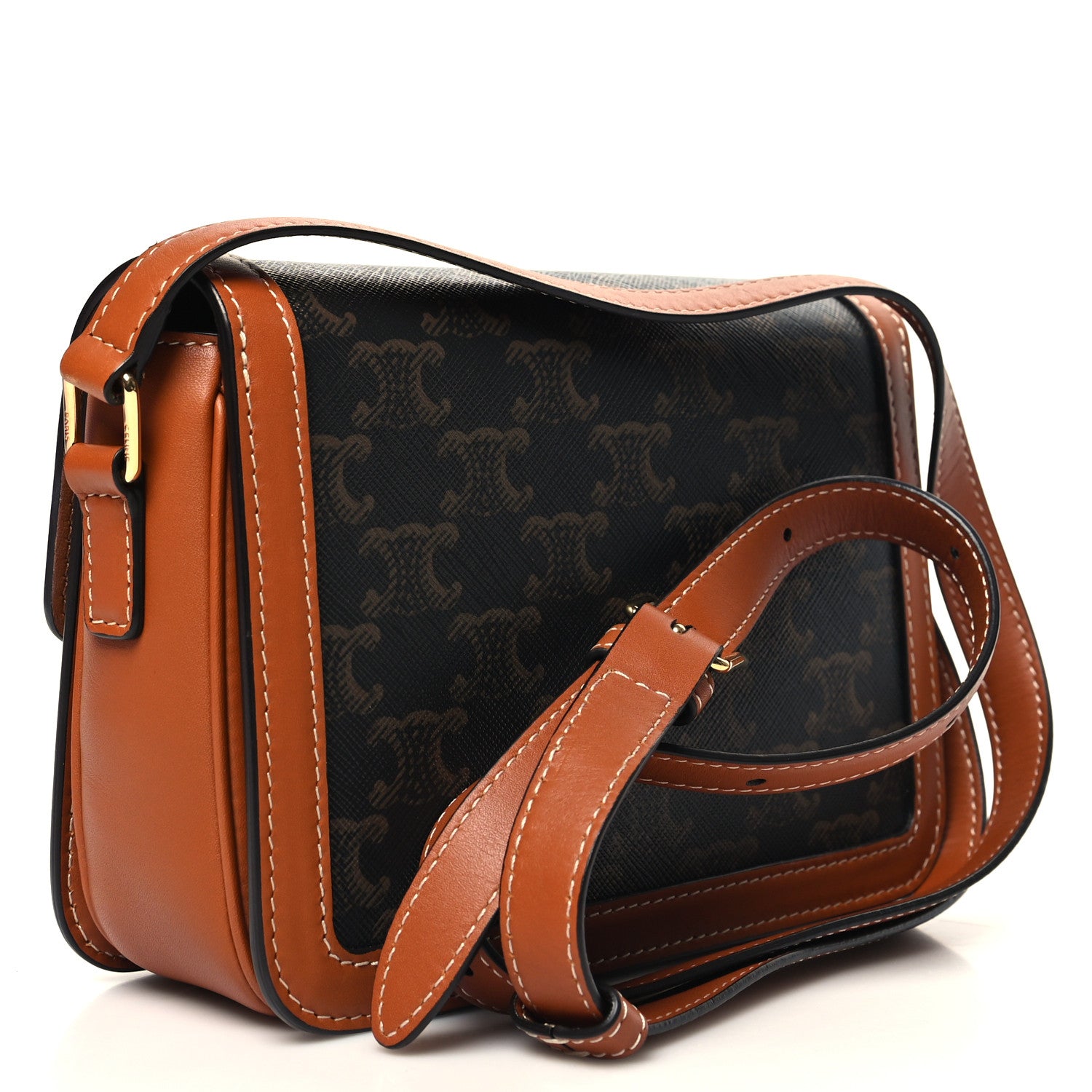 Celine Calfskin Triomphe Canvas Teen Triomphe Bag Tan 3 of 11