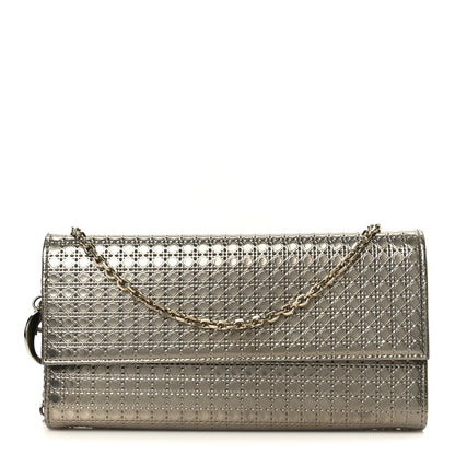 Christian Dior Metallic Patent Micro-Cannage Lady Dior Croisiere Chain Wallet Champagne 1 of 11