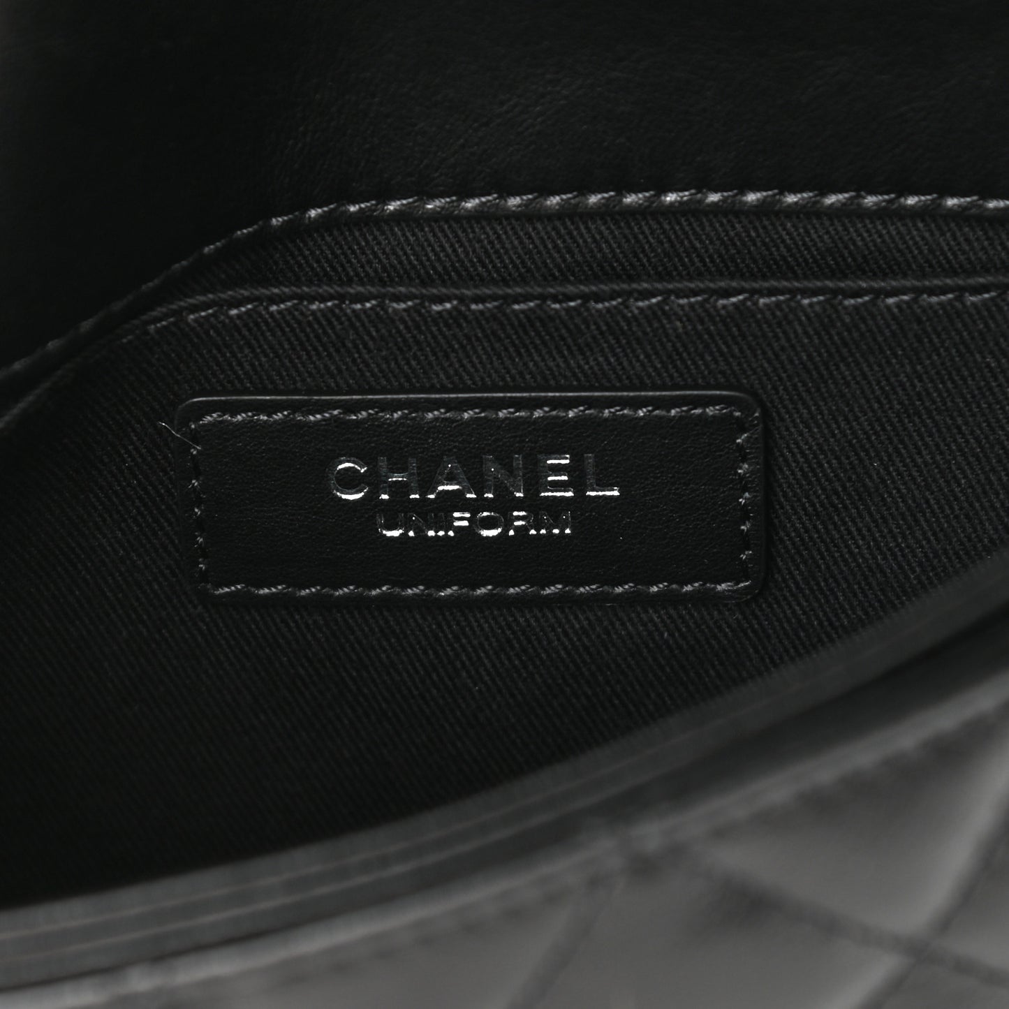 Calfskin Quilted CC Uniform Flap Belt Bag Black