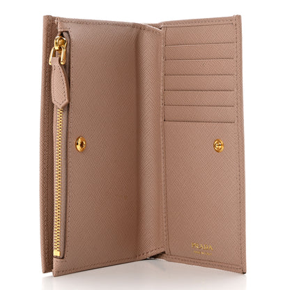Prada Saffiano Triangle Continental Zip Wallet Powder Pink 5 of 7