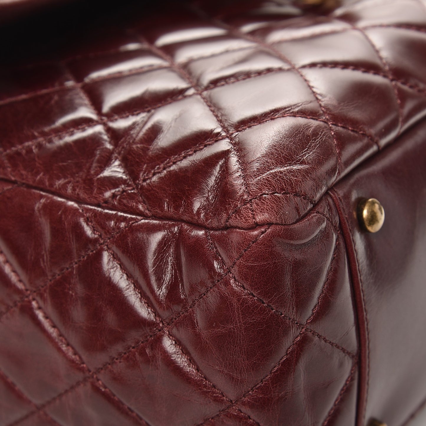 Glazed Calfskin Castle Rock Large Flap Burgundy