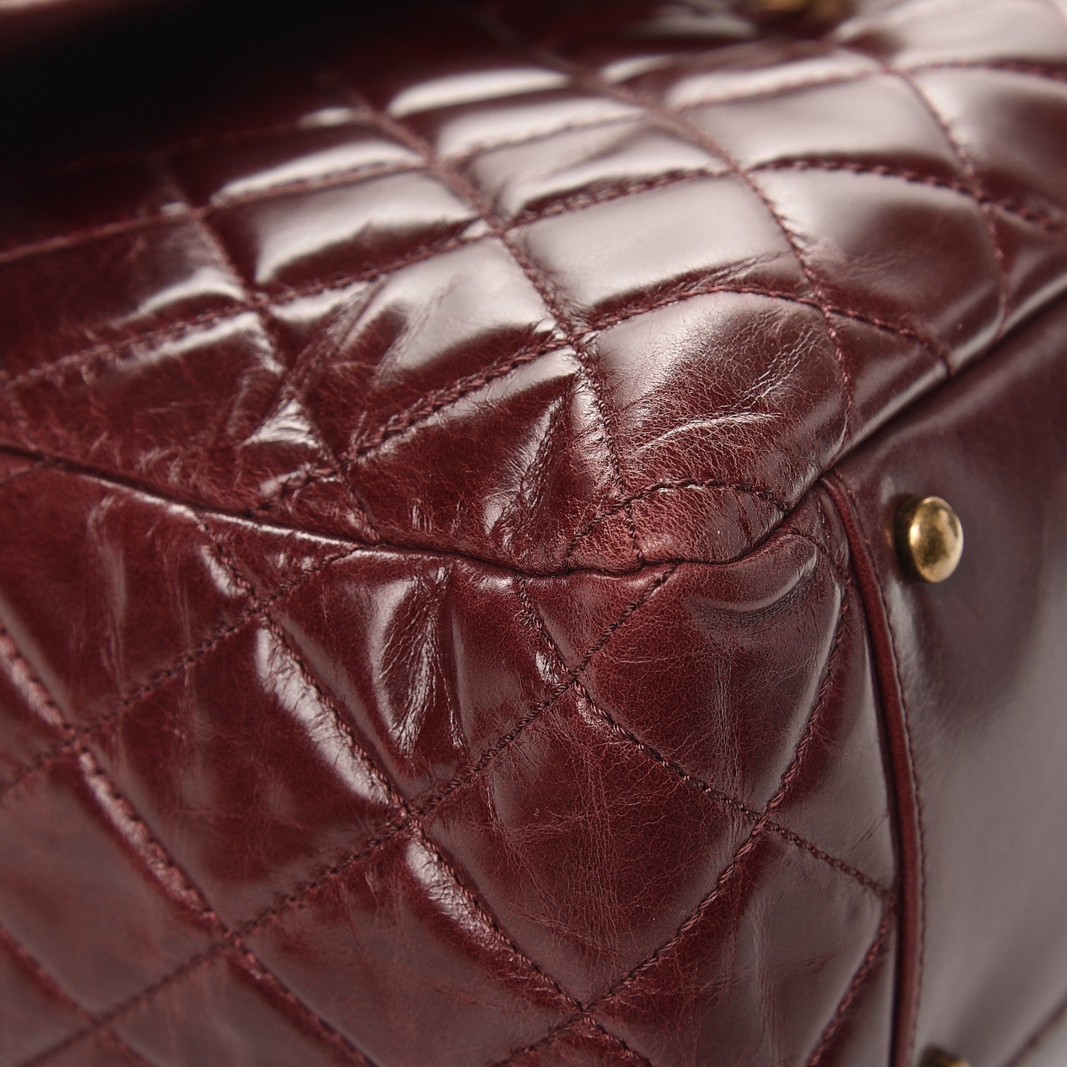 Chanel Glazed Calfskin Castle Rock Large Flap Burgundy 10 of 15