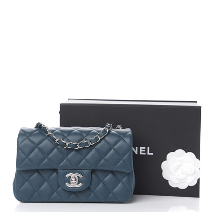 Chanel Lambskin Quilted Mini Rectangular Flap Dark Blue 11 of 11