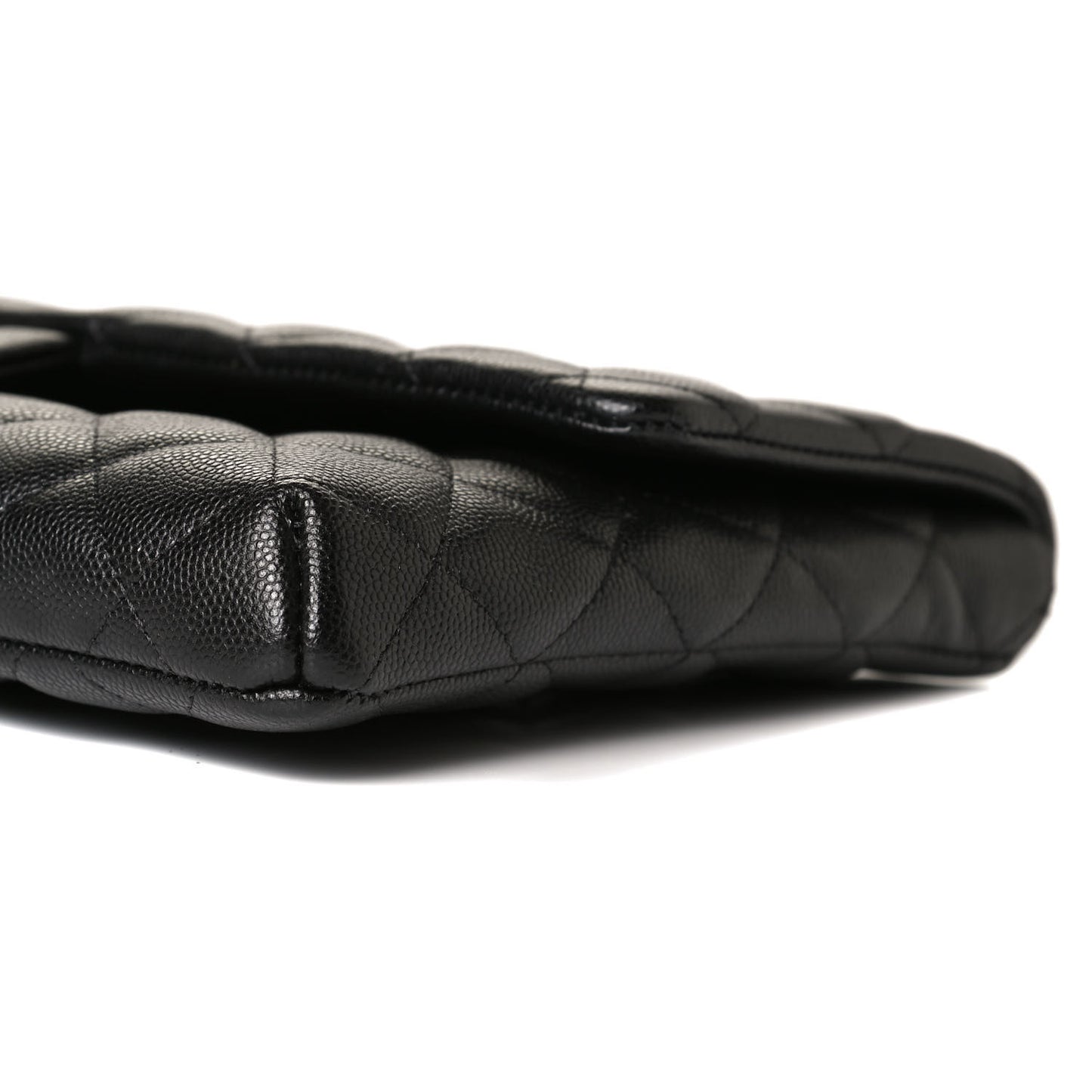 Caviar Quilted Flap Clutch Black