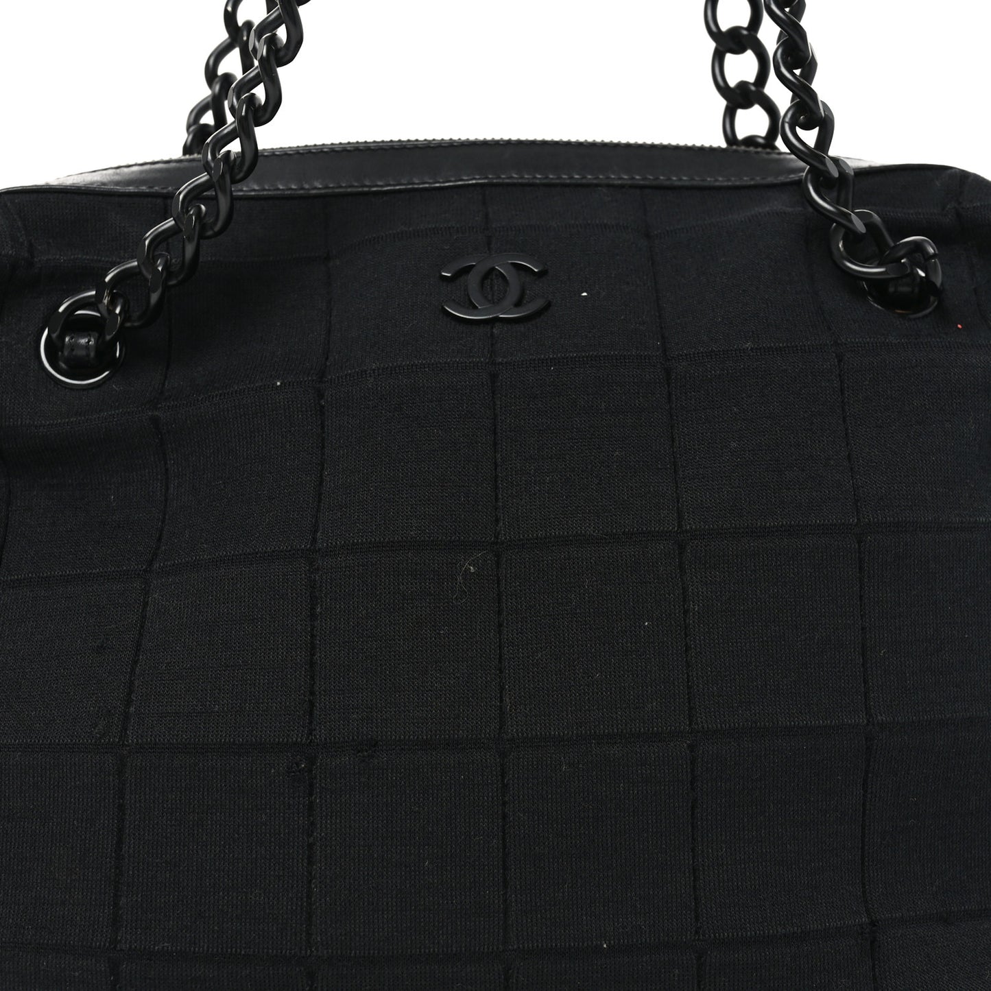 Jersey Quilted Chocolate Bar Shoulder Bag Black
