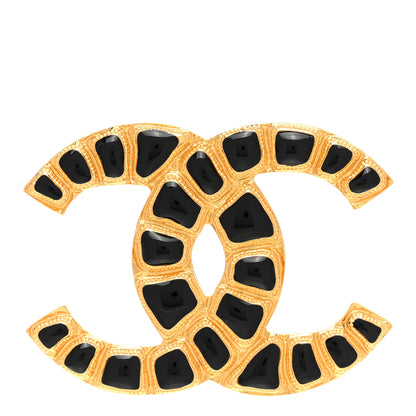 Chanel Gripoix Poured Glass Along The Nile CC Brooch Black Gold 1 of 4