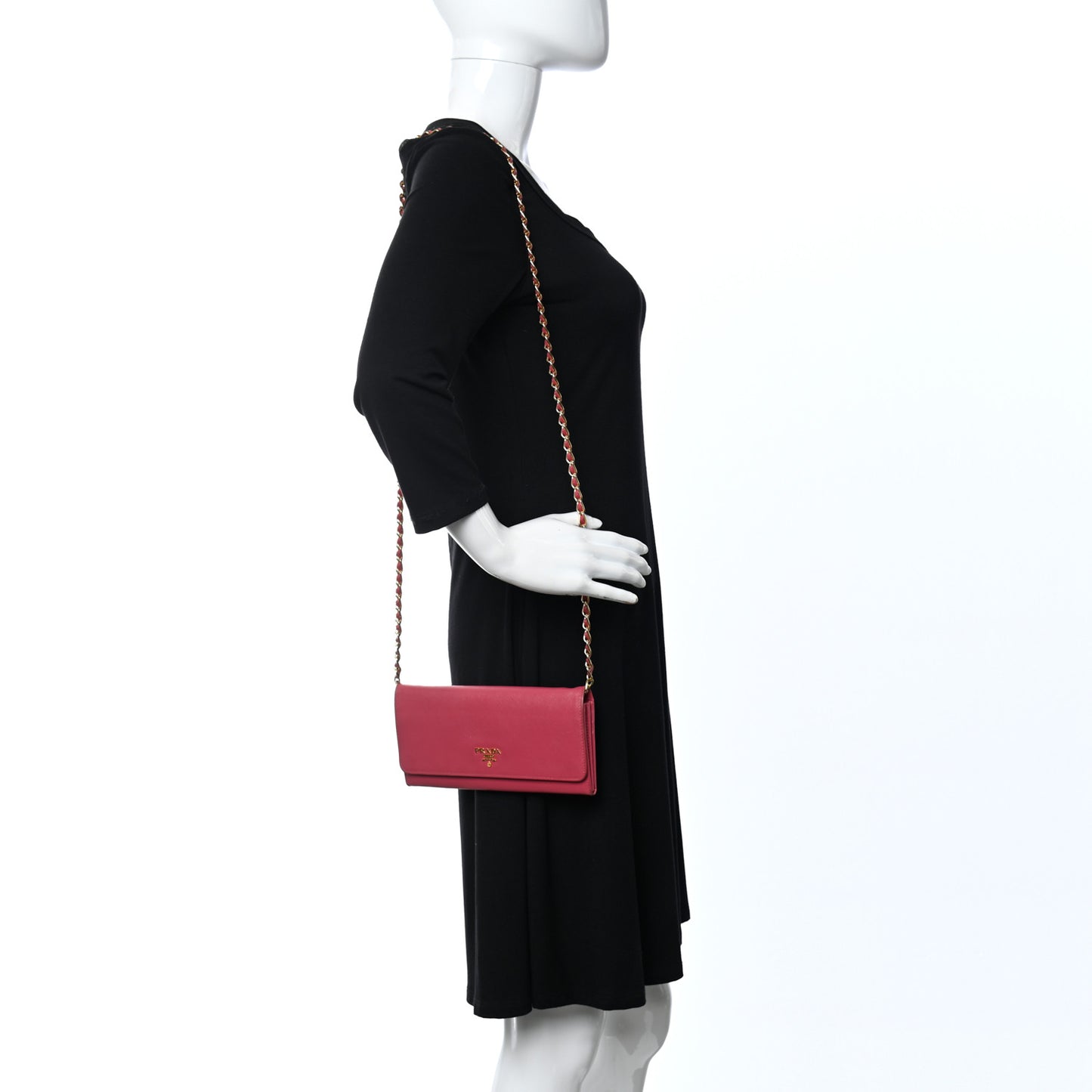 Saffiano Metal Oro Chain Wallet Peonia