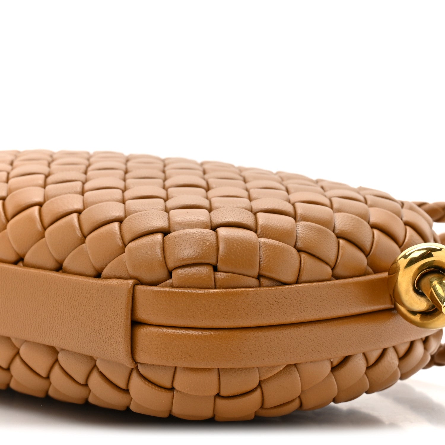 Bottega Veneta Calfskin Intrecciato Knot On Strap Camel 1908899