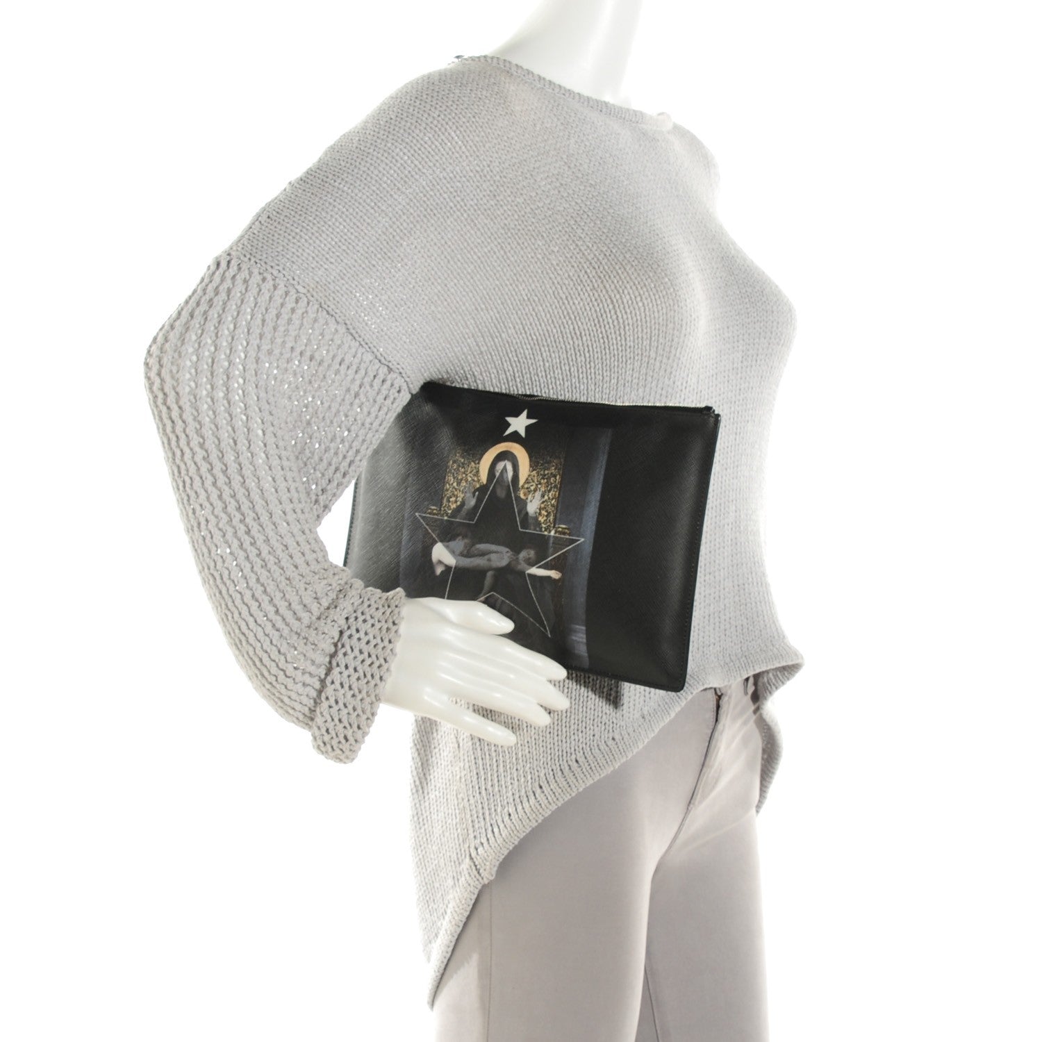 Givenchy Textured Coated Canvas Madonna Print Large Flat Zip Pouch 2 of 7