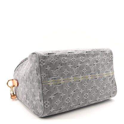 Louis Vuitton Monogram Denim Speedy Soft 30 Washed Gray 4 of 9