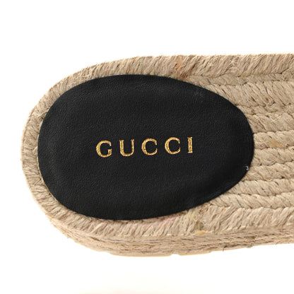 Gucci Monogram Matelasse Diagonal GG Marmont Platform Espadrille Slide Sandals 38 Beige Ebony Black 7 of 8