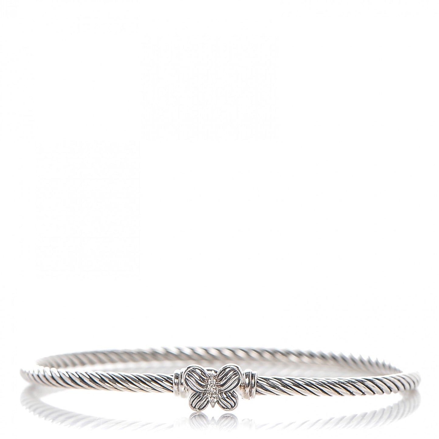 Sterling Silver Diamond 3mm Butterfly Cable Bracelet