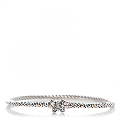David Yurman Sterling Silver Diamond 3mm Butterfly Cable Bracelet 1 of 4