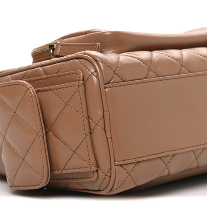 Chanel Shiny Crumpled Lambskin Quilted Medium Preppy Pocket Camera Case Brown 9 of 10