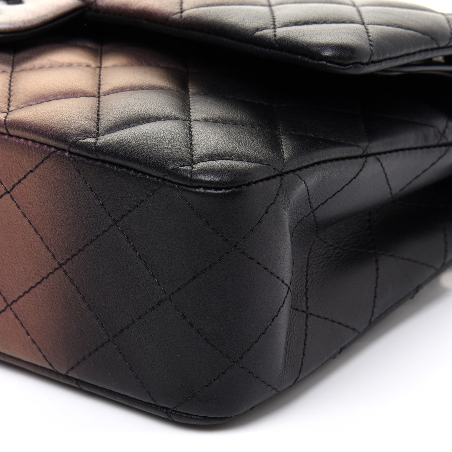 Calfskin Quilted Ombre Medium Double Flap Black