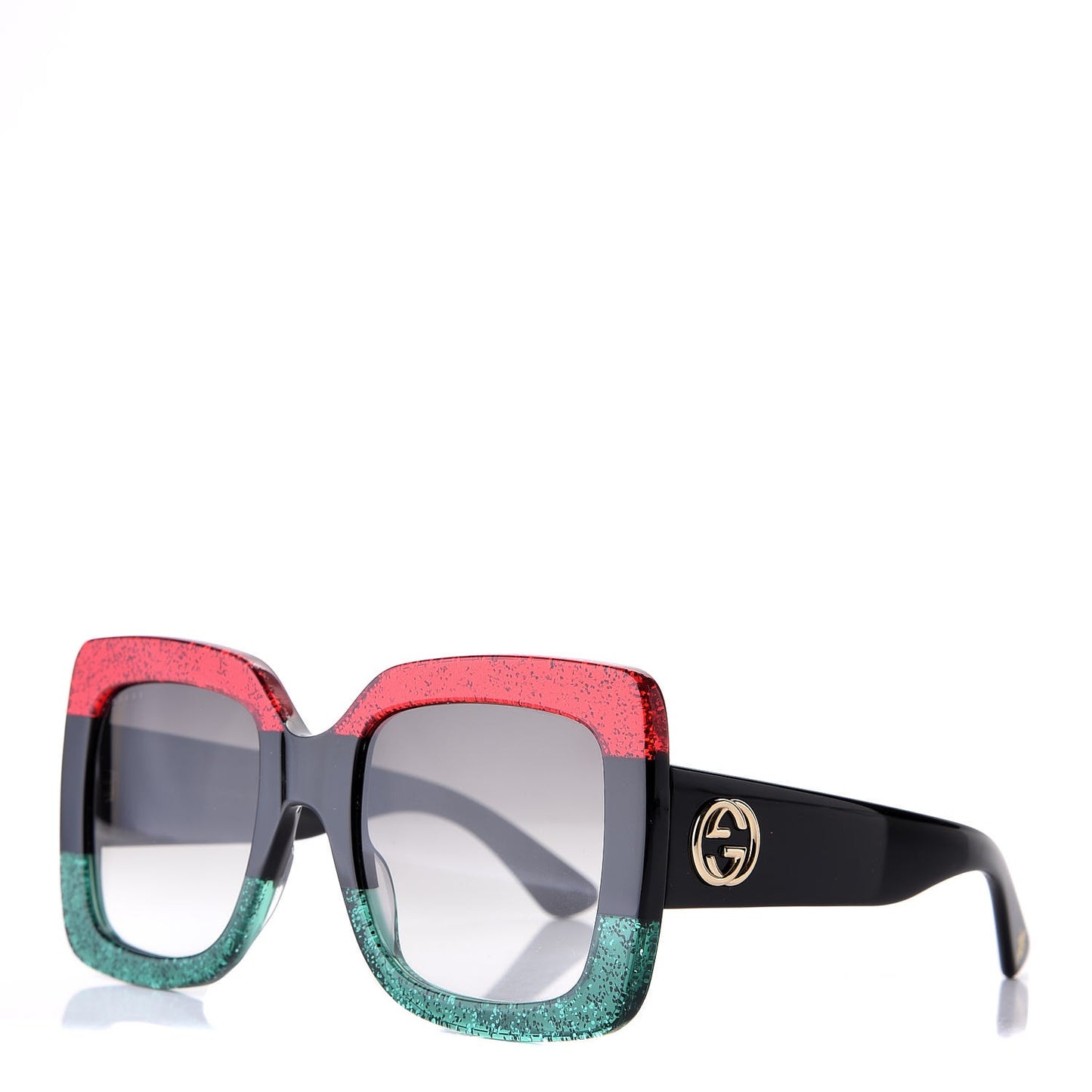 Square Frame GG0083S Sunglasses Glitter Red Black Green