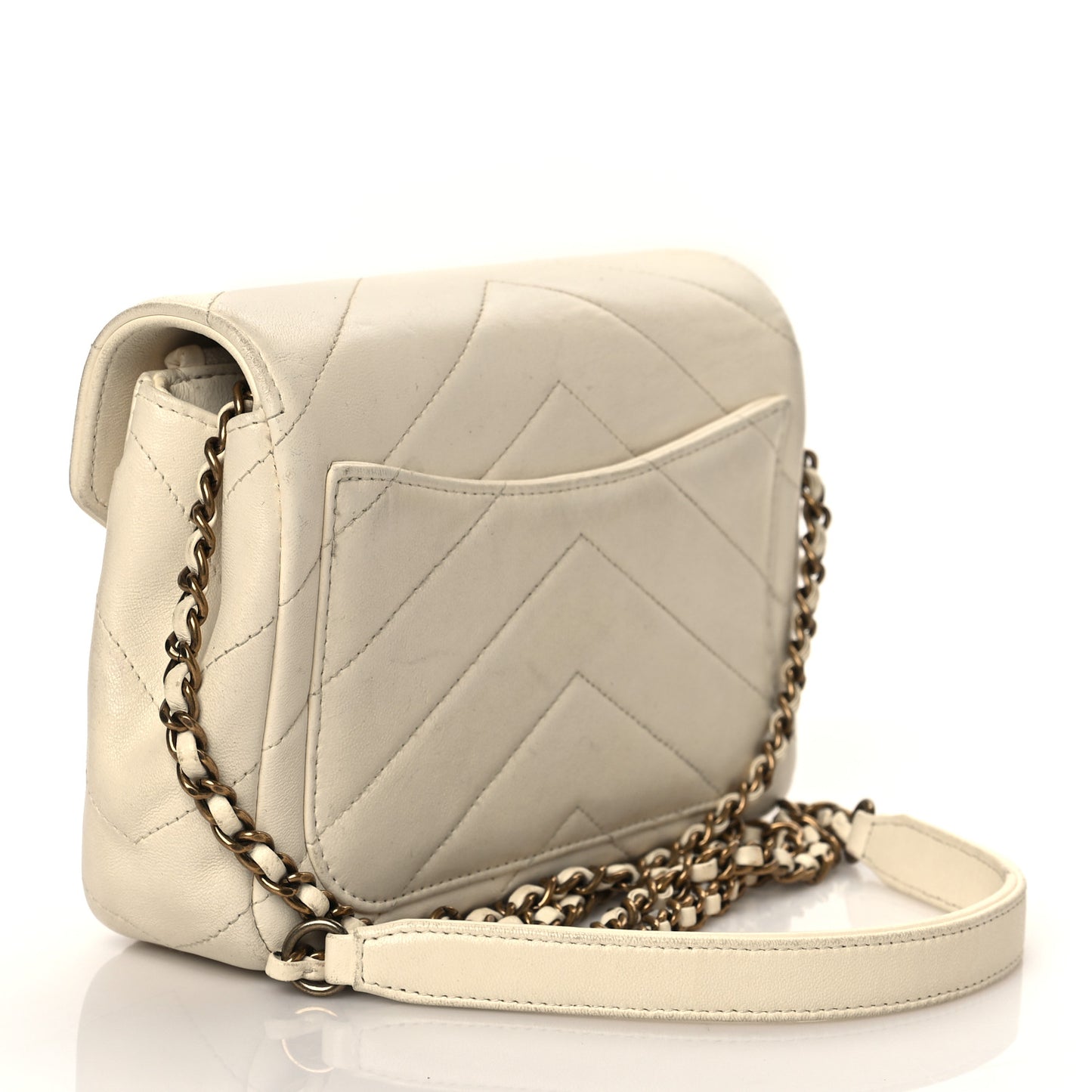 Lambskin Chevron Mini Coco Envelope Flap White