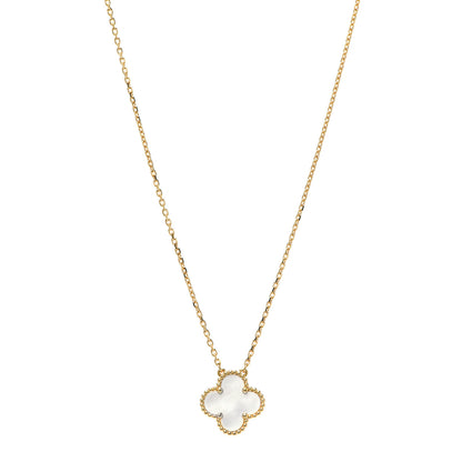 Van Cleef & Arpels 18K Yellow Gold Mother of Pearl Vintage Alhambra Pendant Necklace 1 of 5