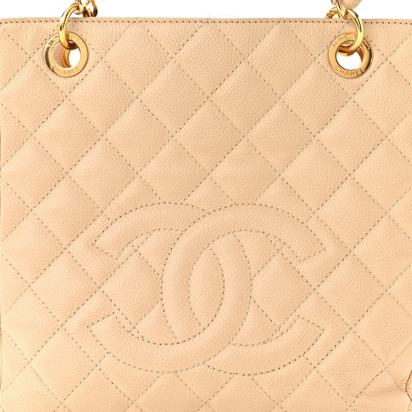 Caviar Quilted Petit Shopping Tote PST Beige Clair