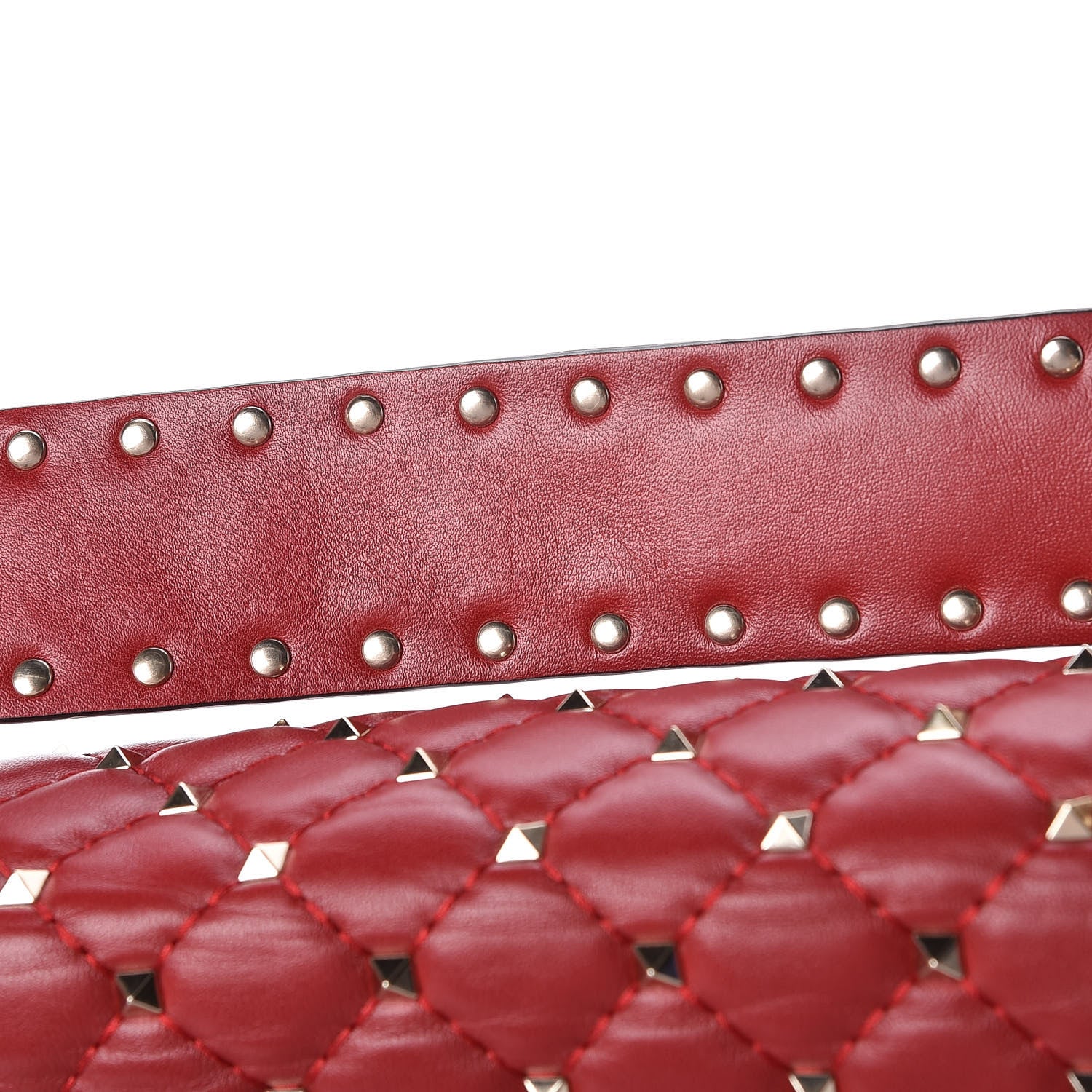 Valentino Garavani Lambskin Large Rockstud Spike Shoulder Bag Red 9 of 11