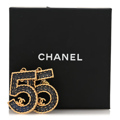Chanel Metal Enamel CC No 5 Rope Drop Earrings Gold Denim Blue 5 of 5