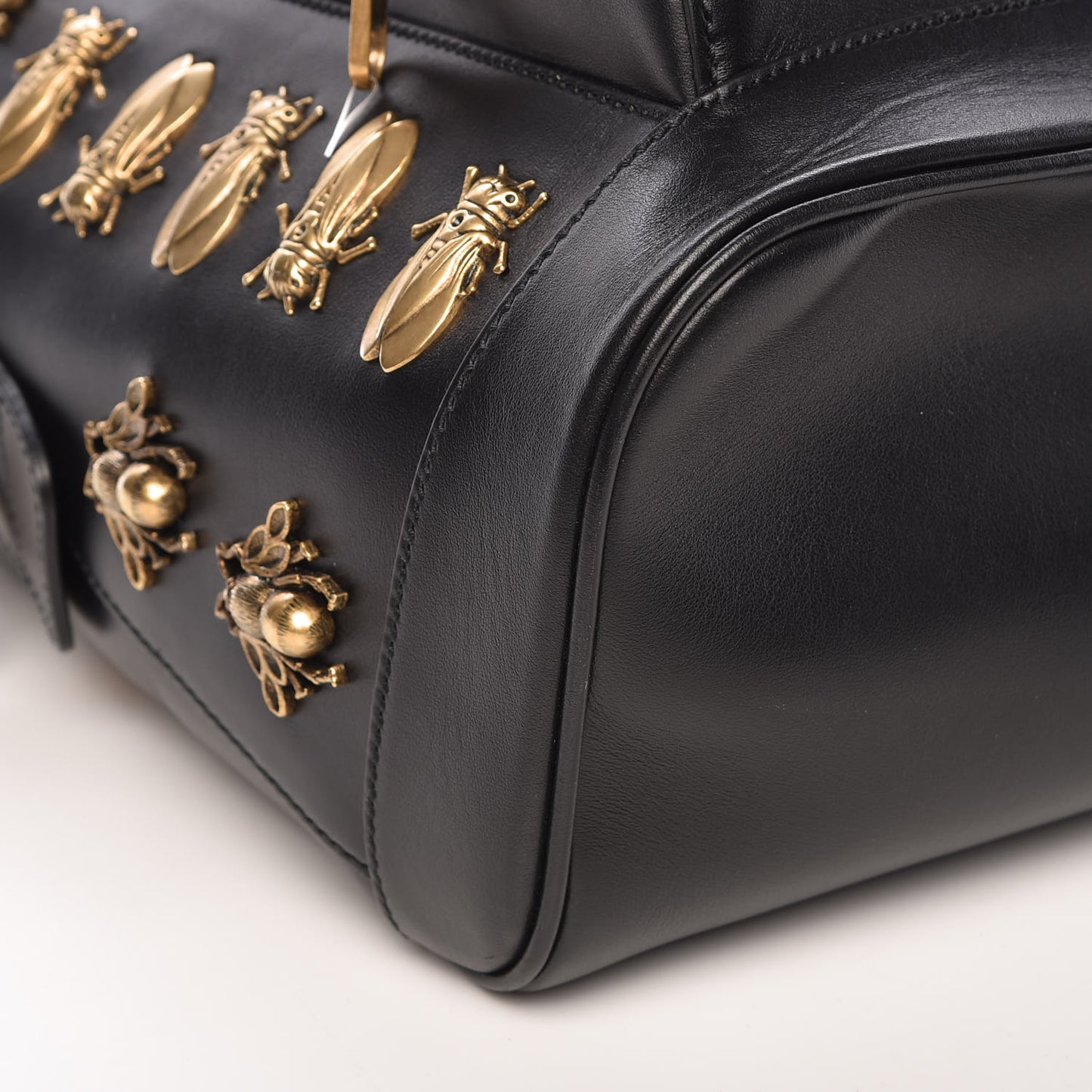Calfskin Animal Studs Medium Day Backpack Black