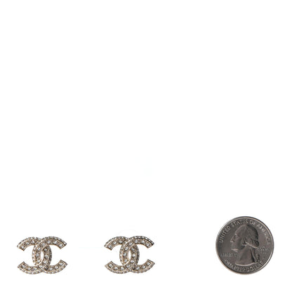 Chanel Crystal Timeless CC Earrings Light Gold 2 of 4