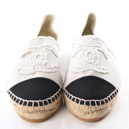 Chanel Linen CC Espadrilles 37 Beige Black 3 of 9