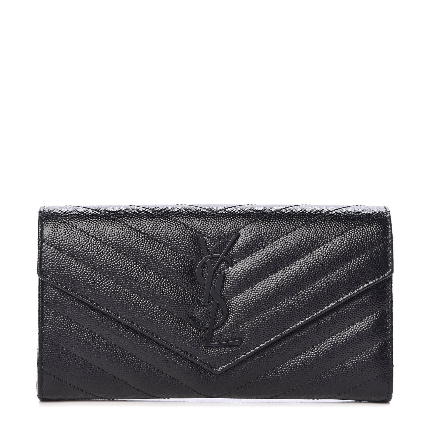 Grain De Poudre Matelasse Chevron Monogram Flap Wallet Black