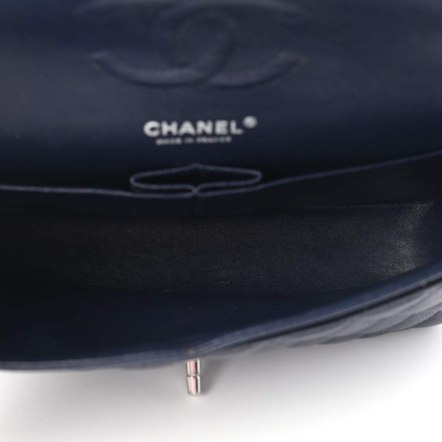 Caviar Quilted Medium Double Flap Dark Blue