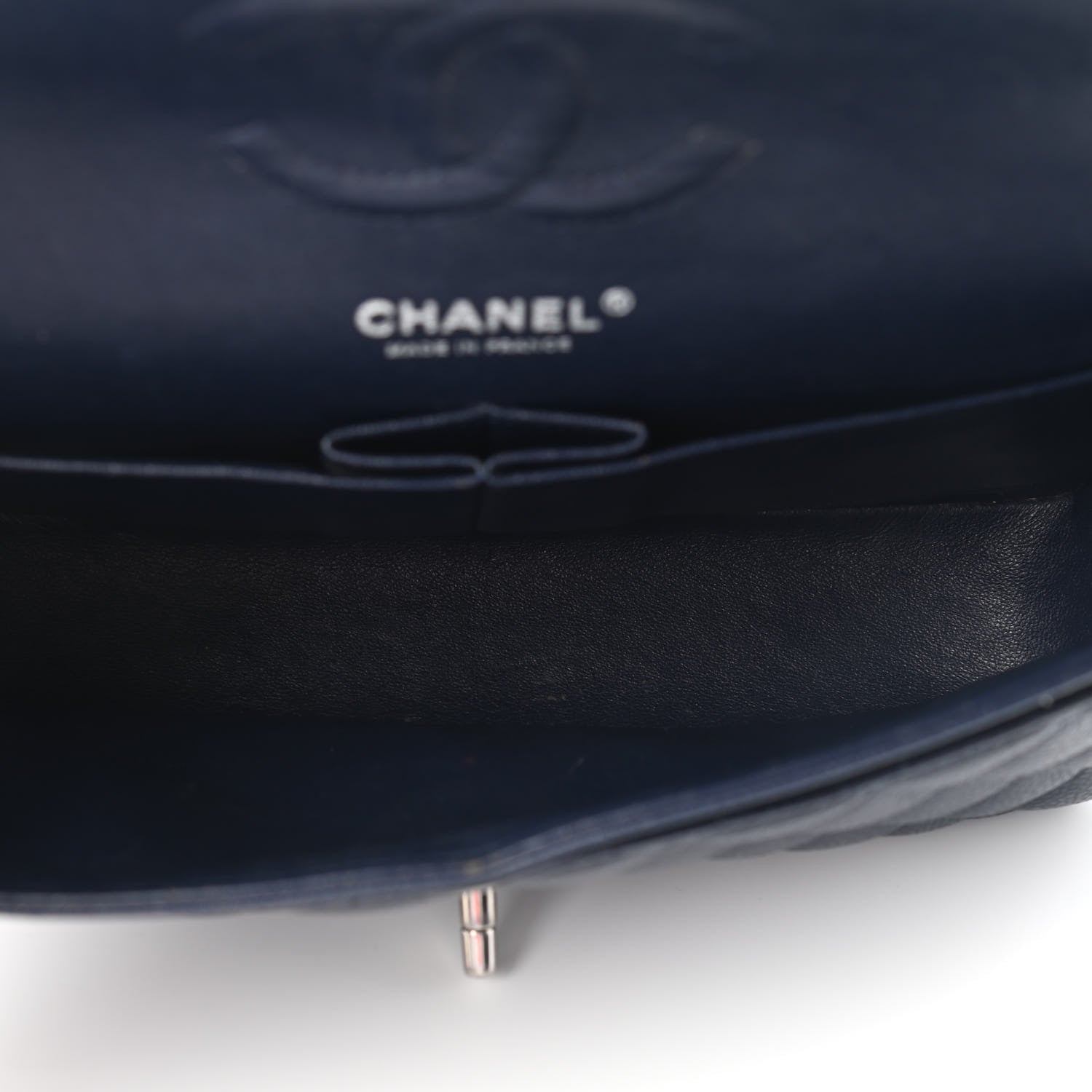 Chanel Caviar Quilted Medium Double Flap Dark Blue 5 of 9