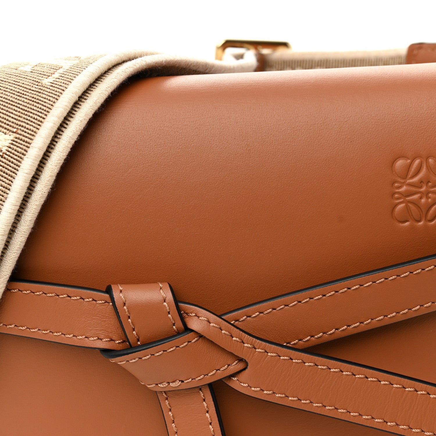 Loewe Calfskin Jacquard Mini Gate Dual Bag Tan 7 of 9