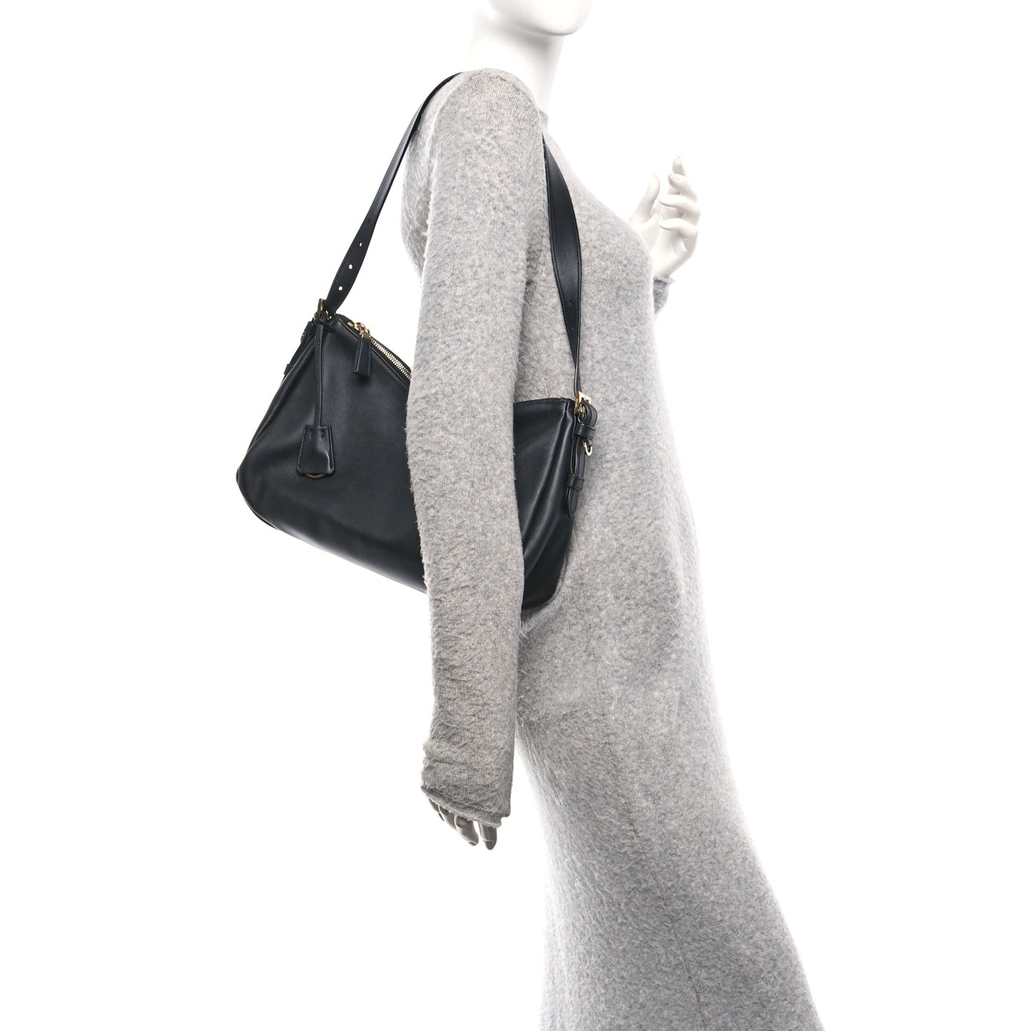 Soft Calfskin Large Aimée Shoulder Bag Black