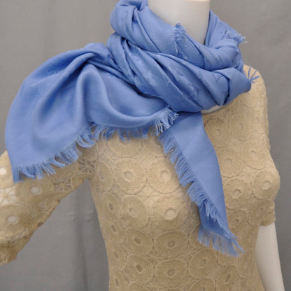 Louis Vuitton Wool Silk Monogram Shawl Blue 4 of 4