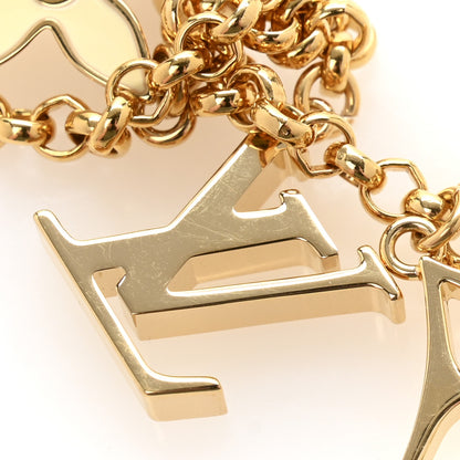 Louis Vuitton Brass Enamel Fleur De Monogram Bag Charm Chain Gold 5 of 5