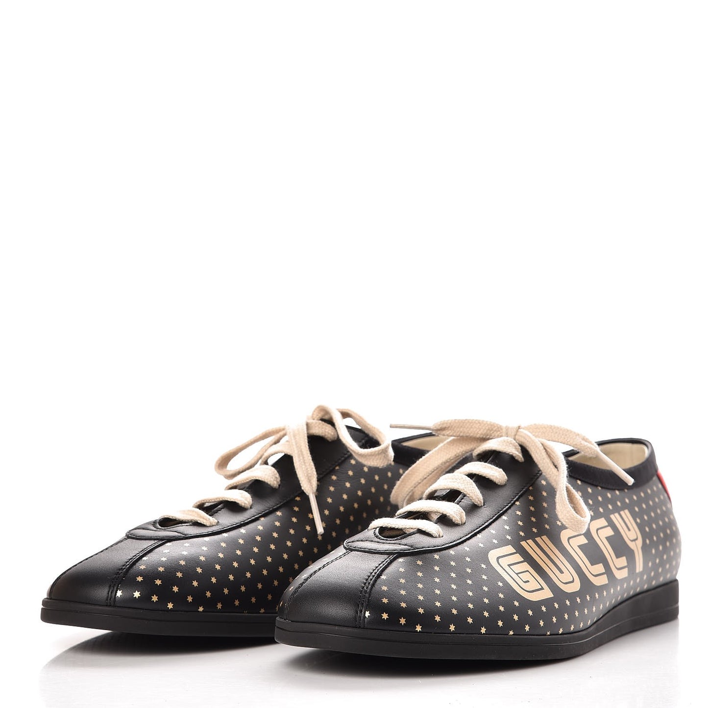 X SEGA Calfskin GUCCY Stars Mens Falacer Sneakers 9 Black