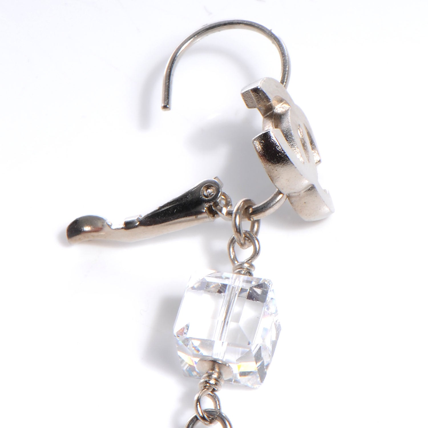 Chanel CC Crystal Dangle Earrings Black 4 of 6