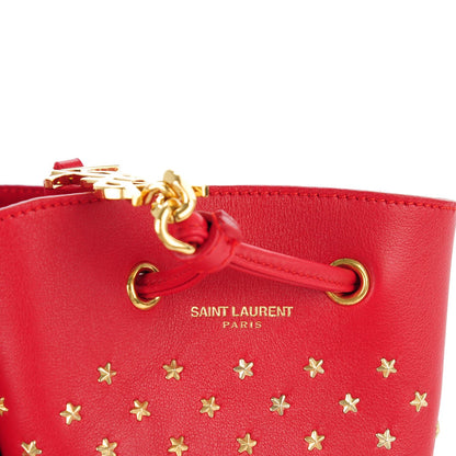 Saint Laurent Calfskin Star Studded Small Monogram Bucket Bag Red 6 of 8
