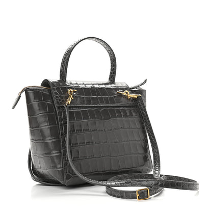 Celine Calfskin Crocodile Embossed Nano Belt Bag Grey 3 of 8
