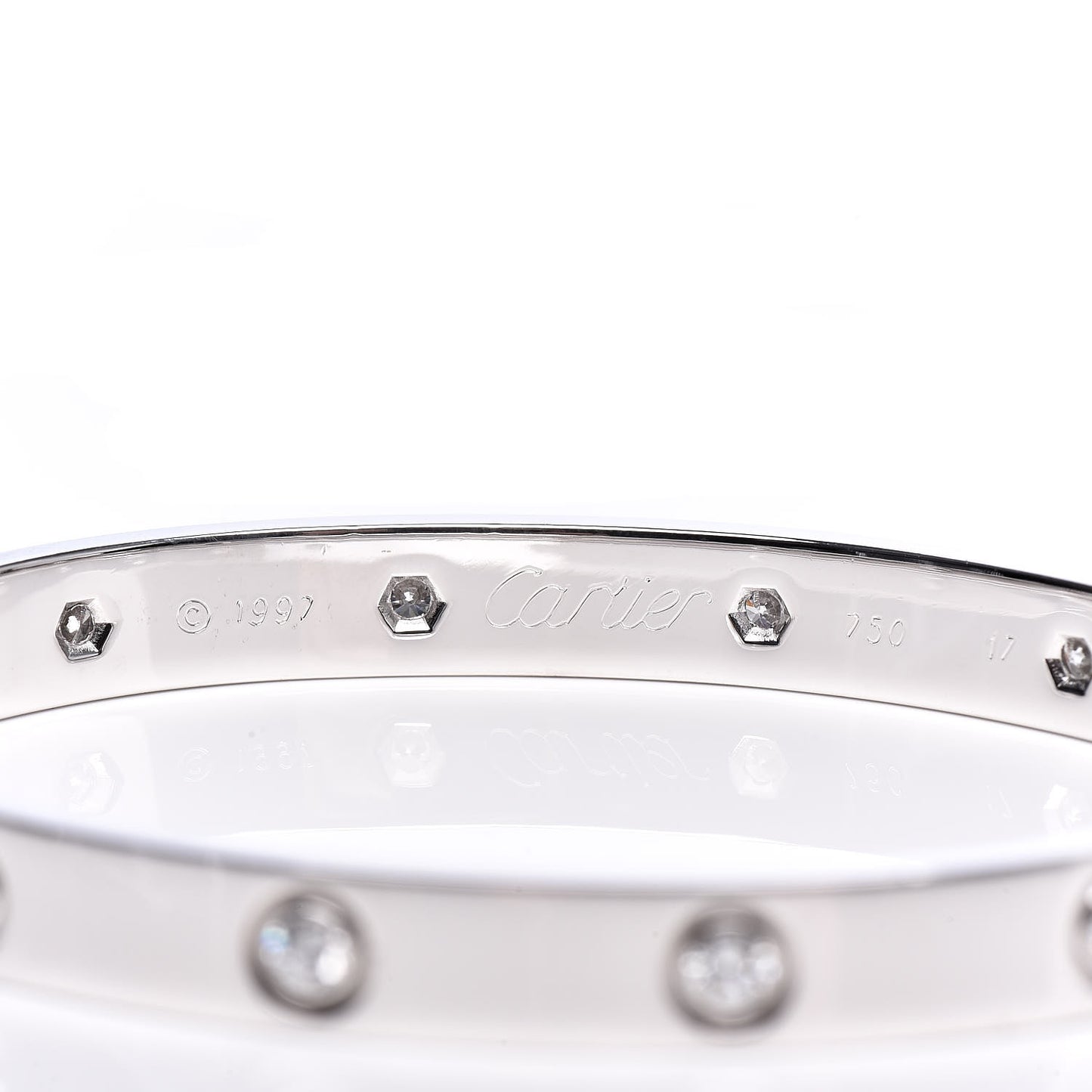 18K White Gold 10 Diamond LOVE Bracelet 17