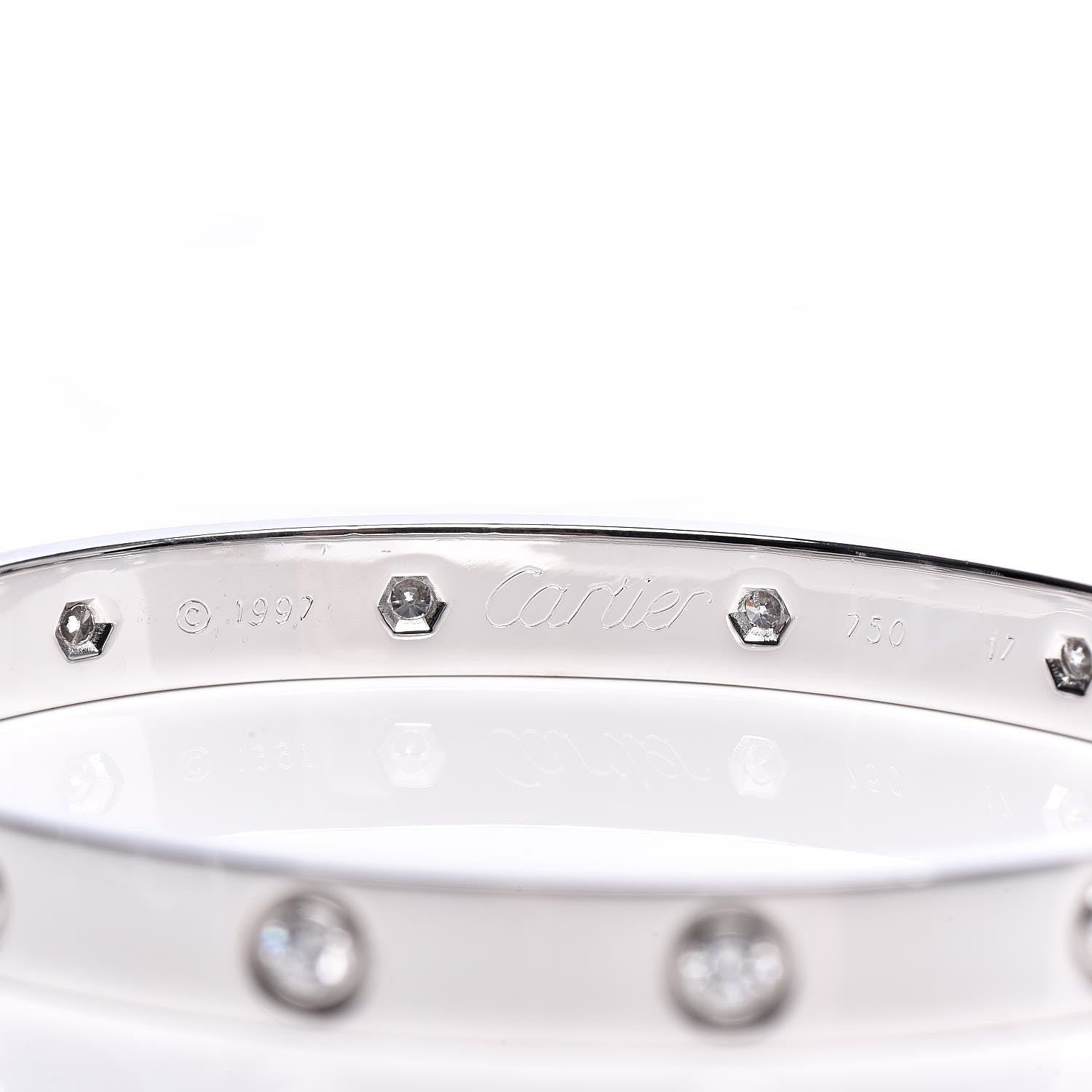Cartier 18K White Gold 10 Diamond LOVE Bracelet 17 5 of 6