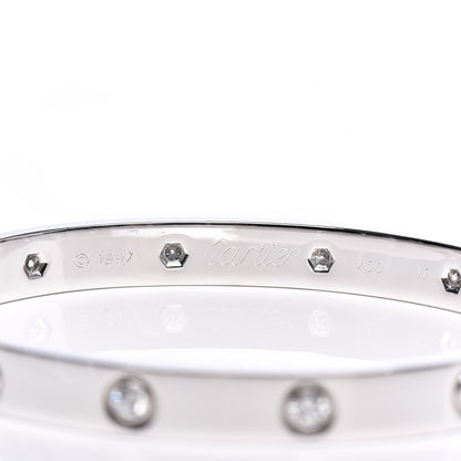 Cartier 18K White Gold 10 Diamond LOVE Bracelet 17 5 of 6