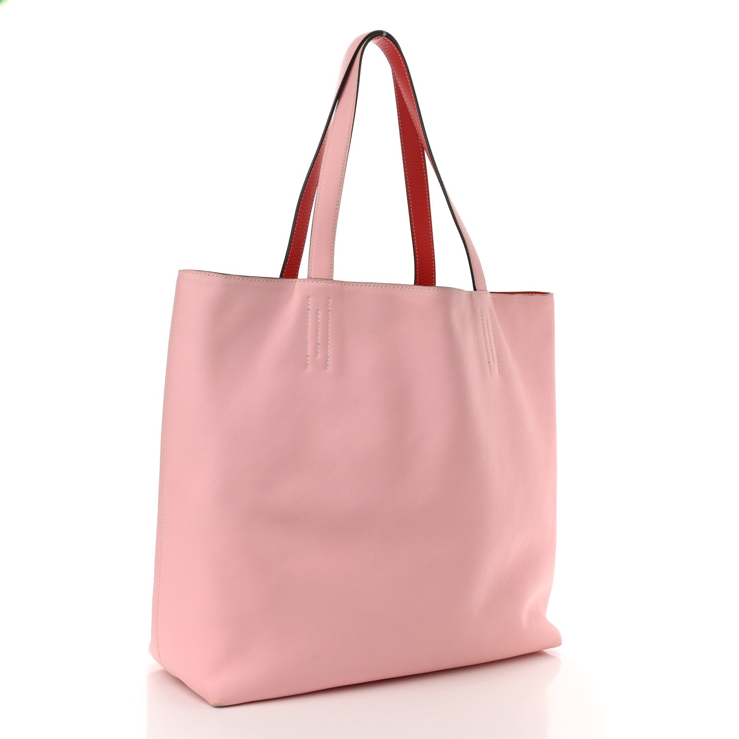 Hermes Taurillon Clemence Double Sens 45 Reversible Tote Rose Sakura Bougainvillea 4 of 20