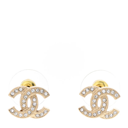 Chanel Crystal Timeless CC Earrings Light Gold 1 of 5