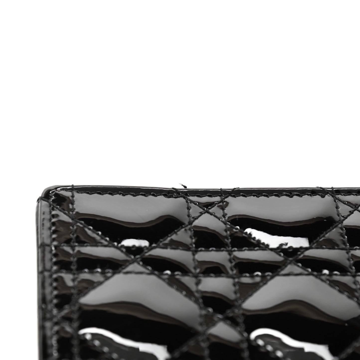 Patent Cannage Lady Dior Chain Wallet Black