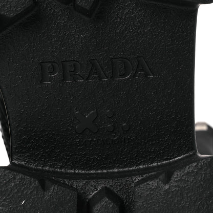 Prada Spazzolato Rois Nylon Metal Triangle Logo Monolith Pouch Pocket 55mm Boots 38 Black 7 of 11