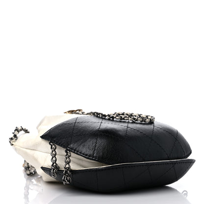 Chanel Aged Calfskin Quilted Small Gabrielle Bucket White Black 4 of 12
